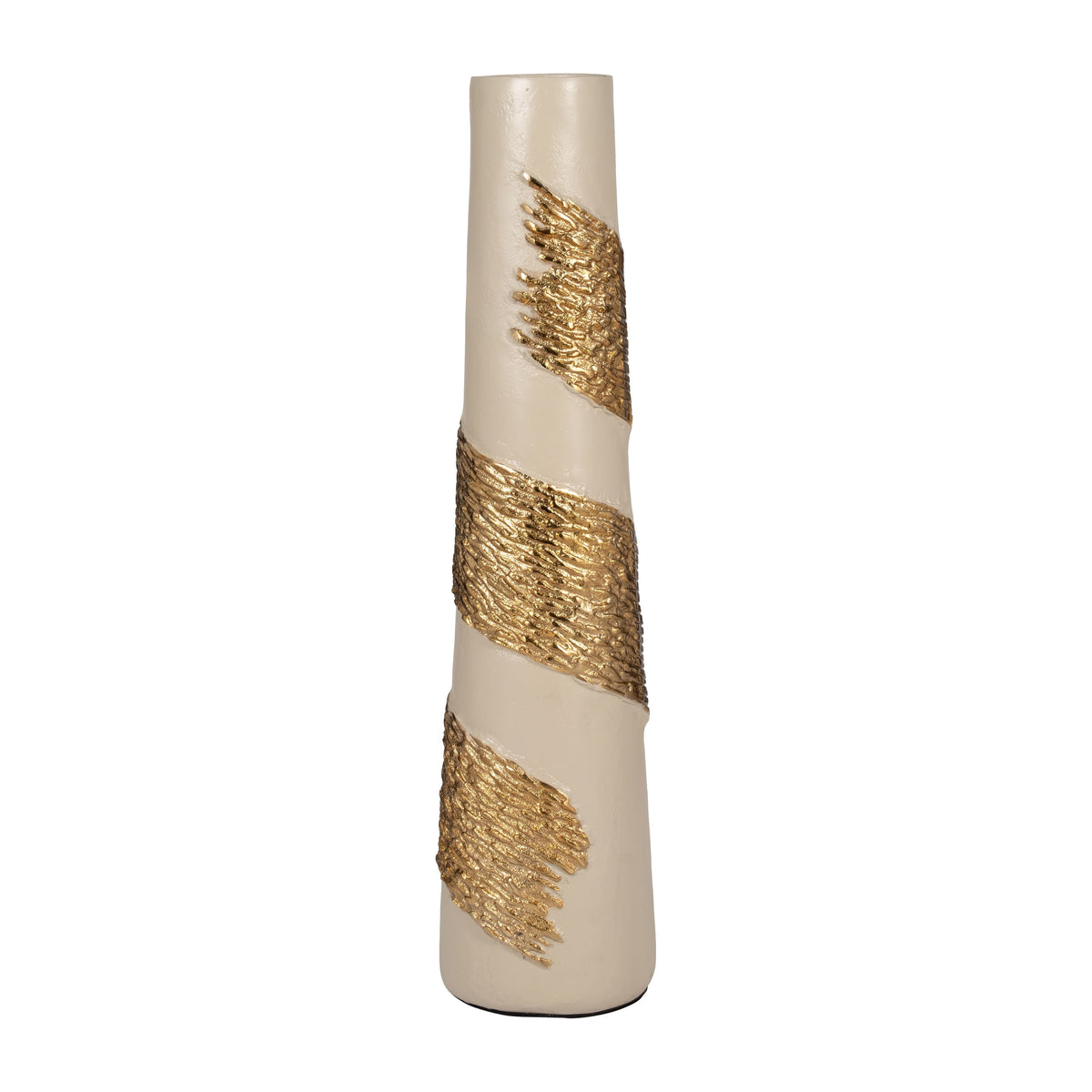 Glass 26" Aluminum Wrapped Vase - White / Gold