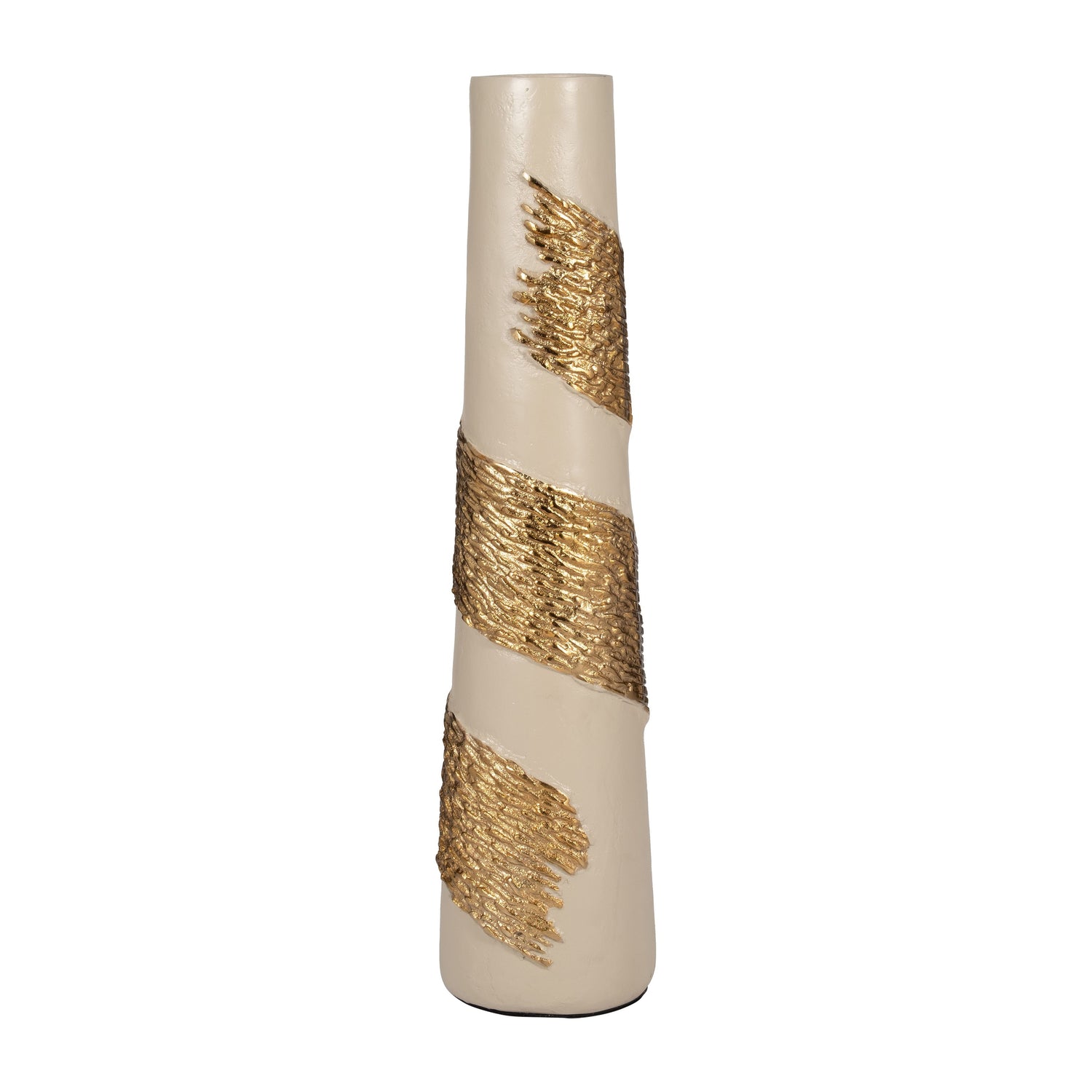 Glass 26" Aluminum Wrapped Vase - White / Gold