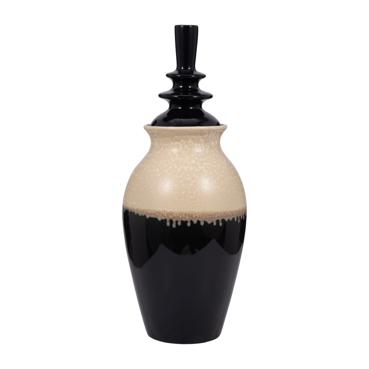 Alondra Large Ceramic Lidded Floor Jar - Beige