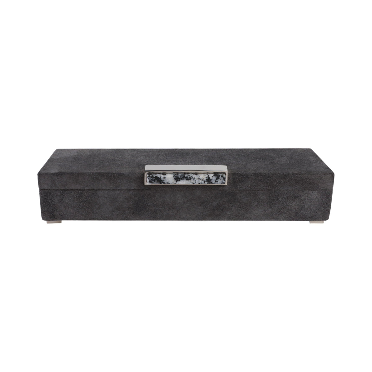 Etta Suede And Moonstone Gemstone Hardware Box - Gray