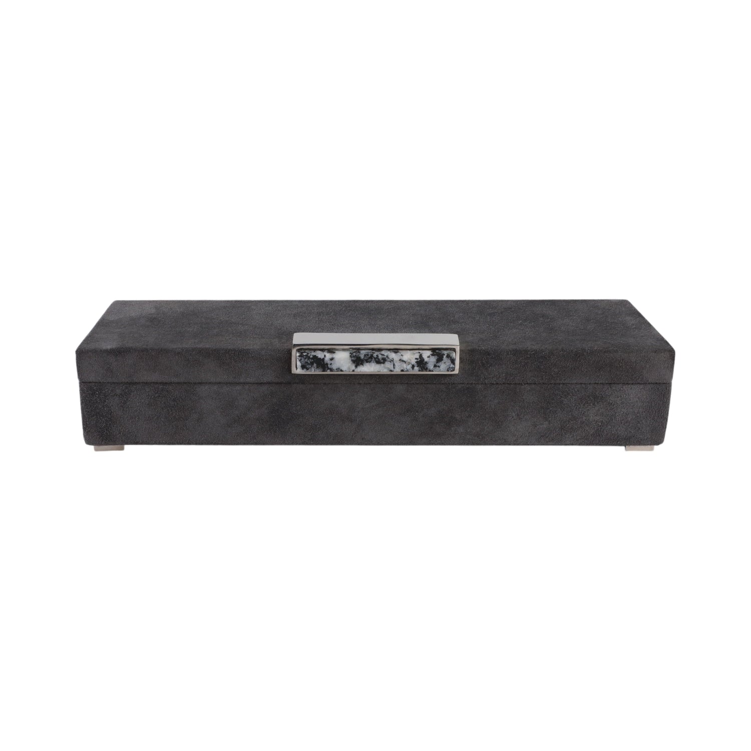 Etta Suede And Moonstone Gemstone Hardware Box - Gray