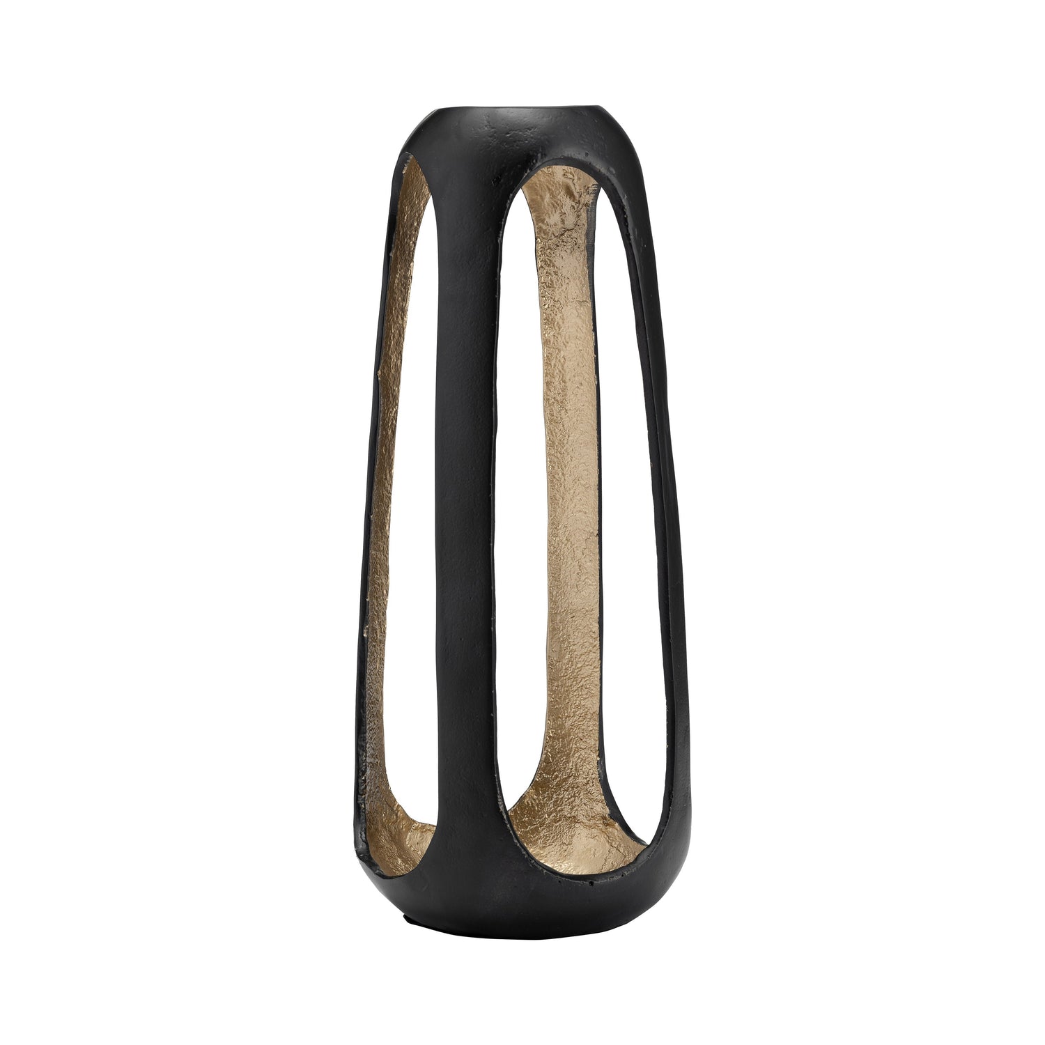 Metal Open Vase 15" - Matte Black