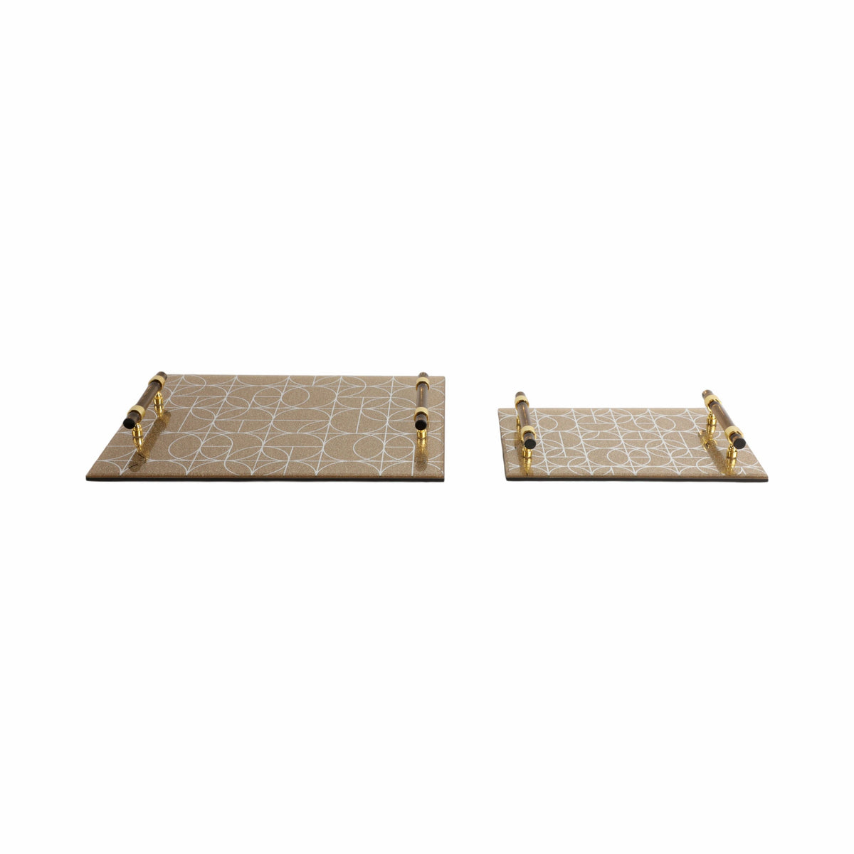 12" / 16" Sparkly Geo Glass Trays (Set of 2) - Gold