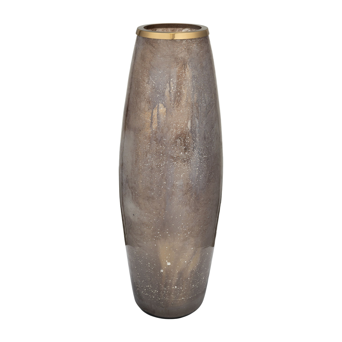 Glass 24" Vase With Metal Ring - Champagne
