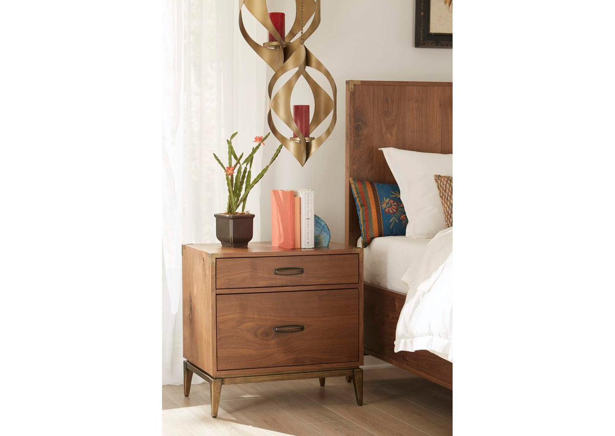 8N1681 Adler Two Drawer Nightstand In Natural Walnut