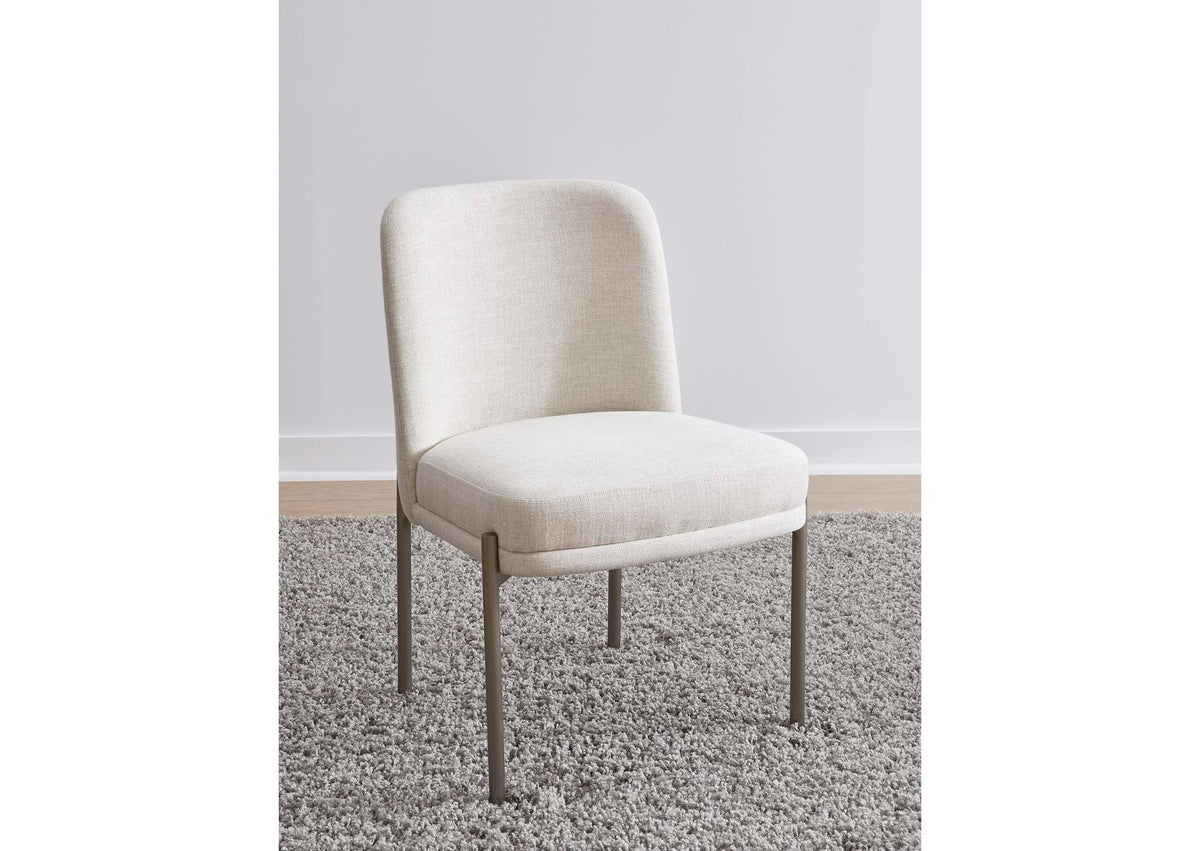 PWTB63JMW Dion Upholstered Dining Chair In Natural Light Linen And Brushed Nickel Metal (Set of 2)