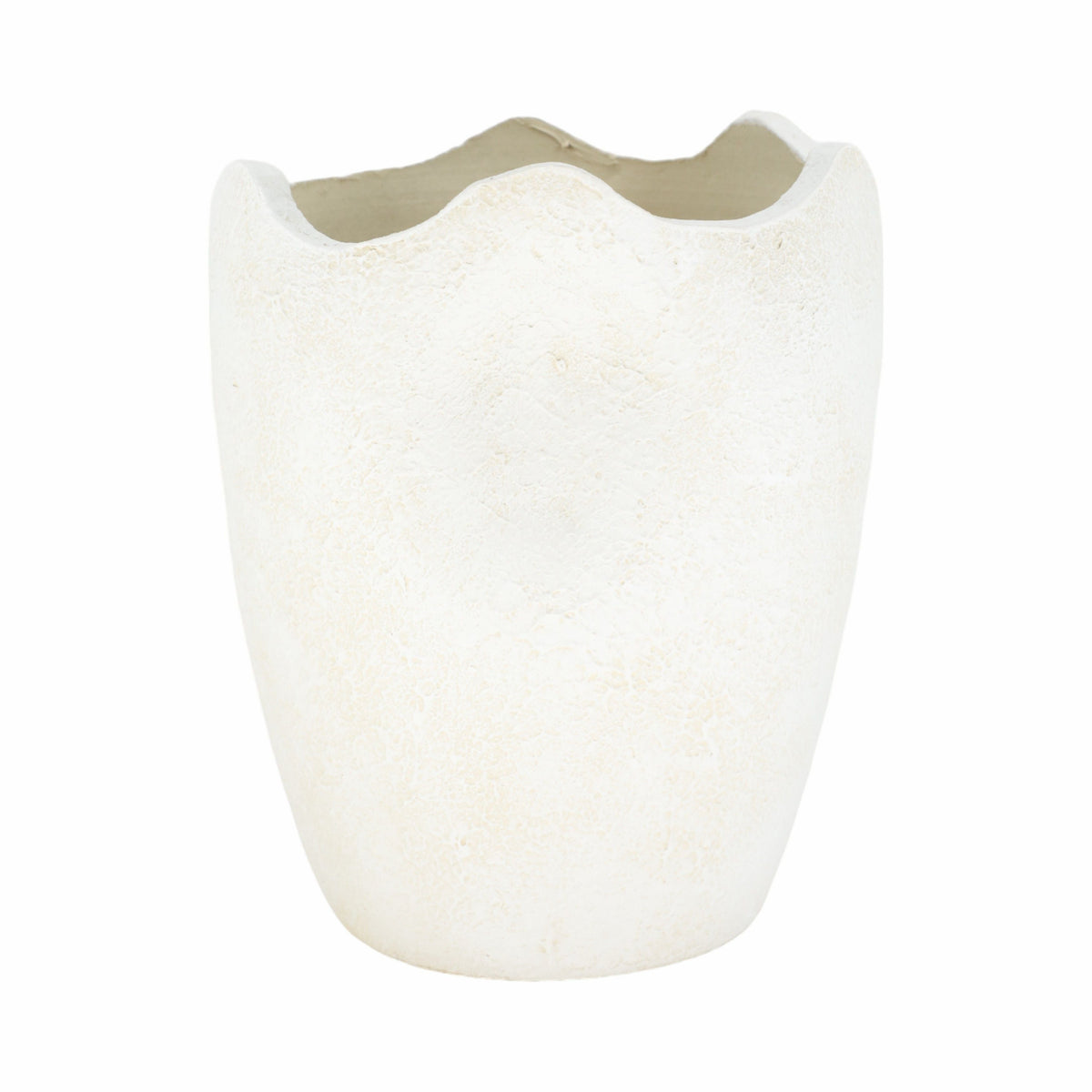 12" Abstract Textured Terracotta Vase - Ivory