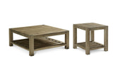 3E8722 Canyon Solid Wood Rectangular End Table In Washed Grey