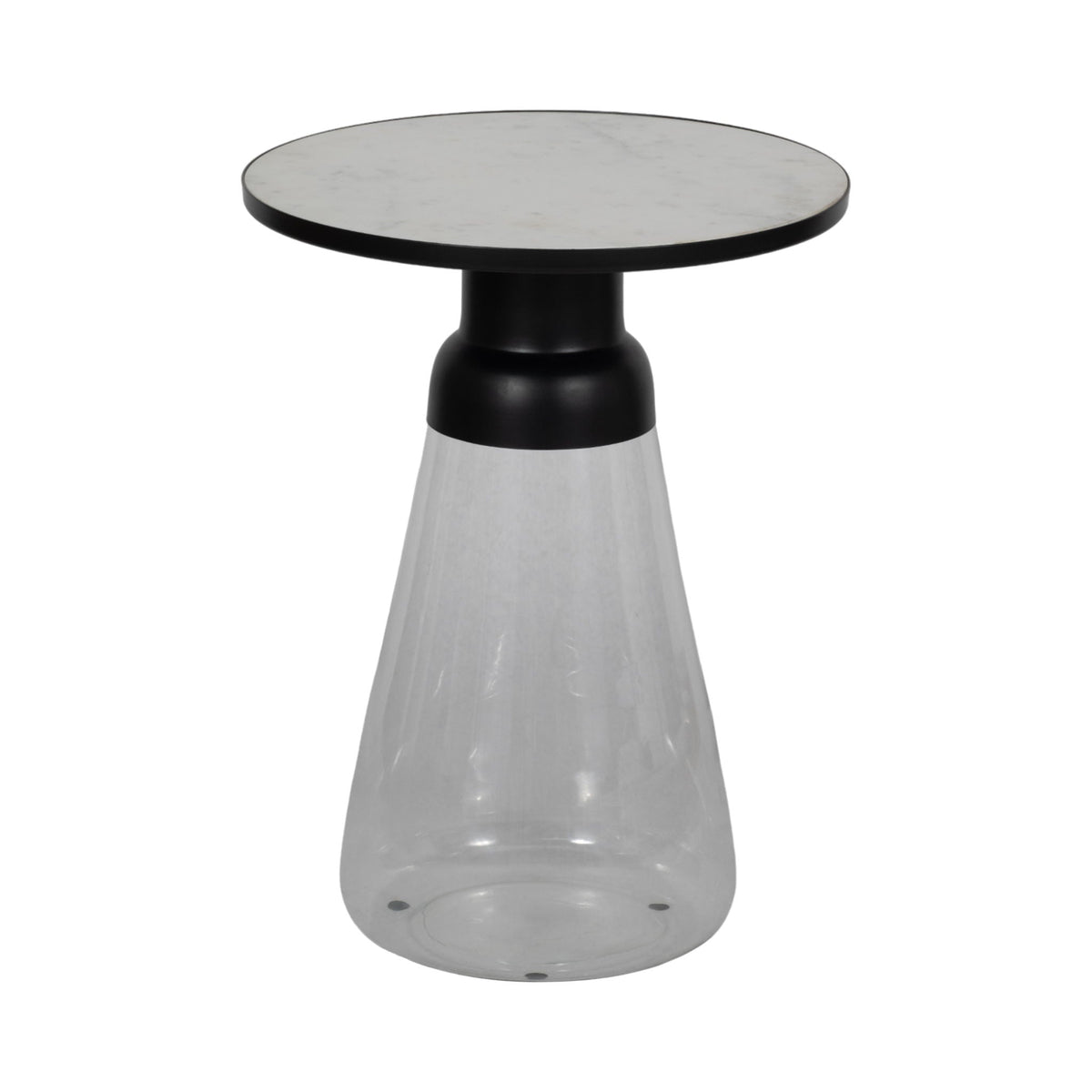 Glass Accent Table Marble Top 21" - White / Clear