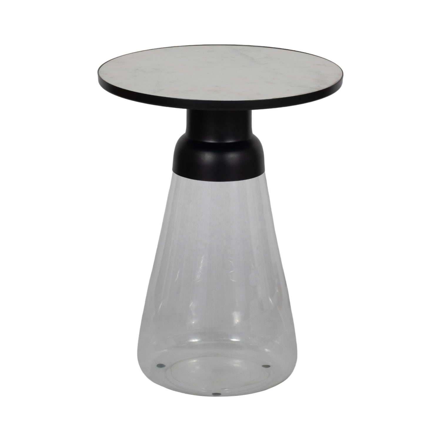 Glass Accent Table Marble Top 21" - White / Clear