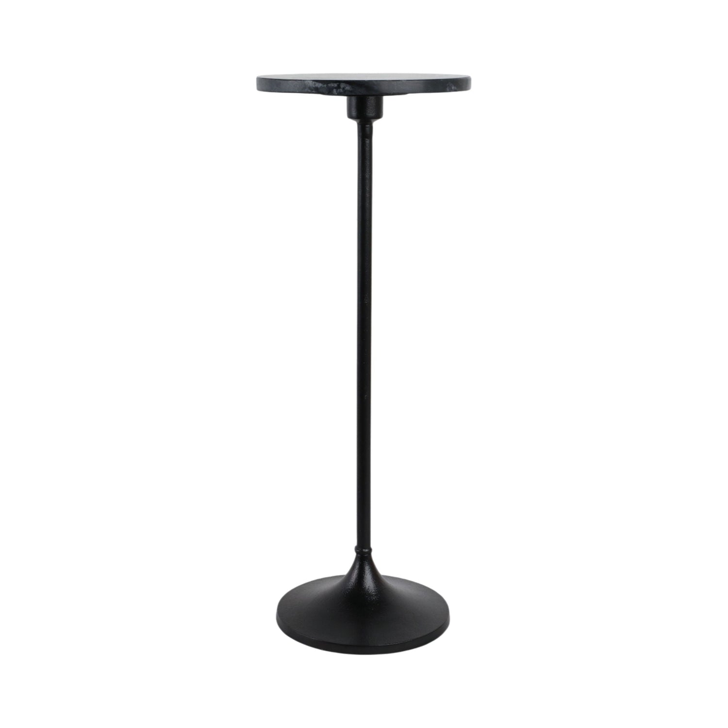 27" x 10" Marble Top Drink Table - Black