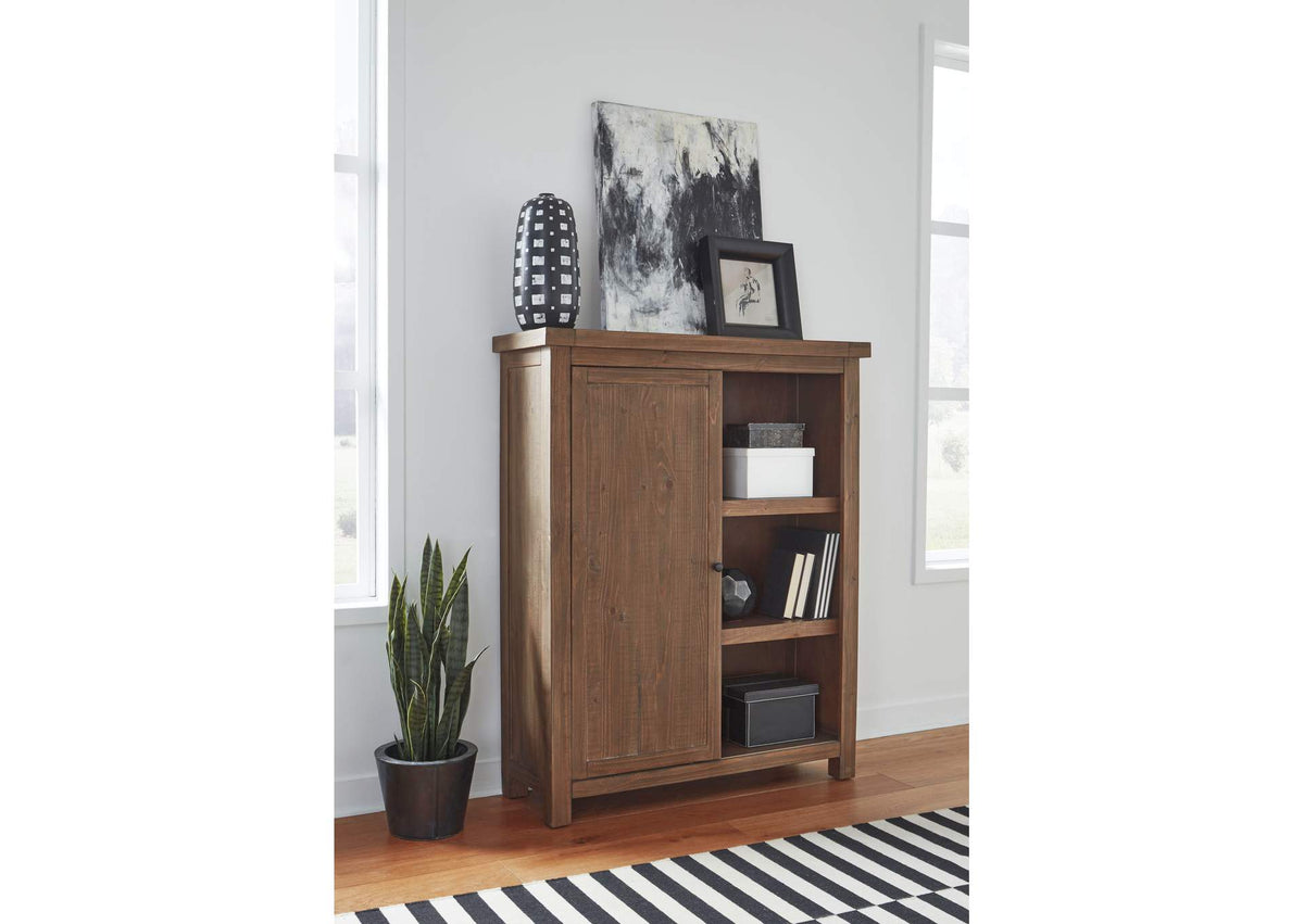 8FJ819BS Autumn Sliding Door Bookcase In Flint Oak