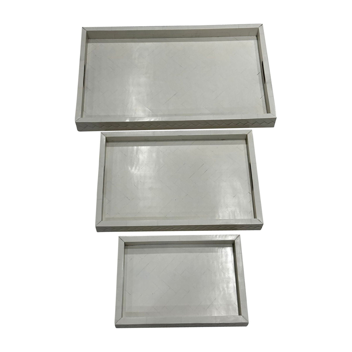 13" / 18" / 24" Woven Trays (Set of 3) - Ivory