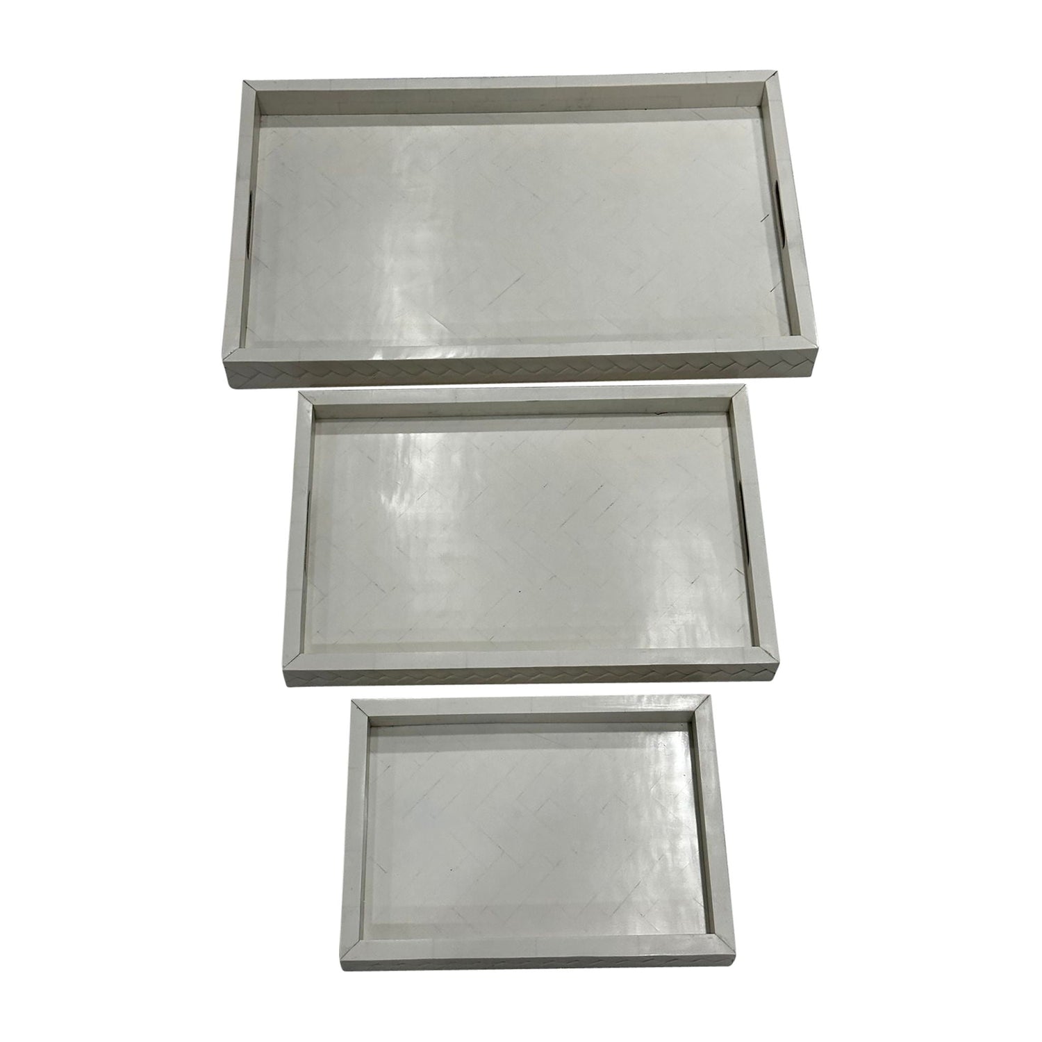 13" / 18" / 24" Woven Trays (Set of 3) - Ivory