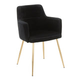 Andrew - Dining / Accent Chair (Set of 2) - Gold Metal And Black Velvet
