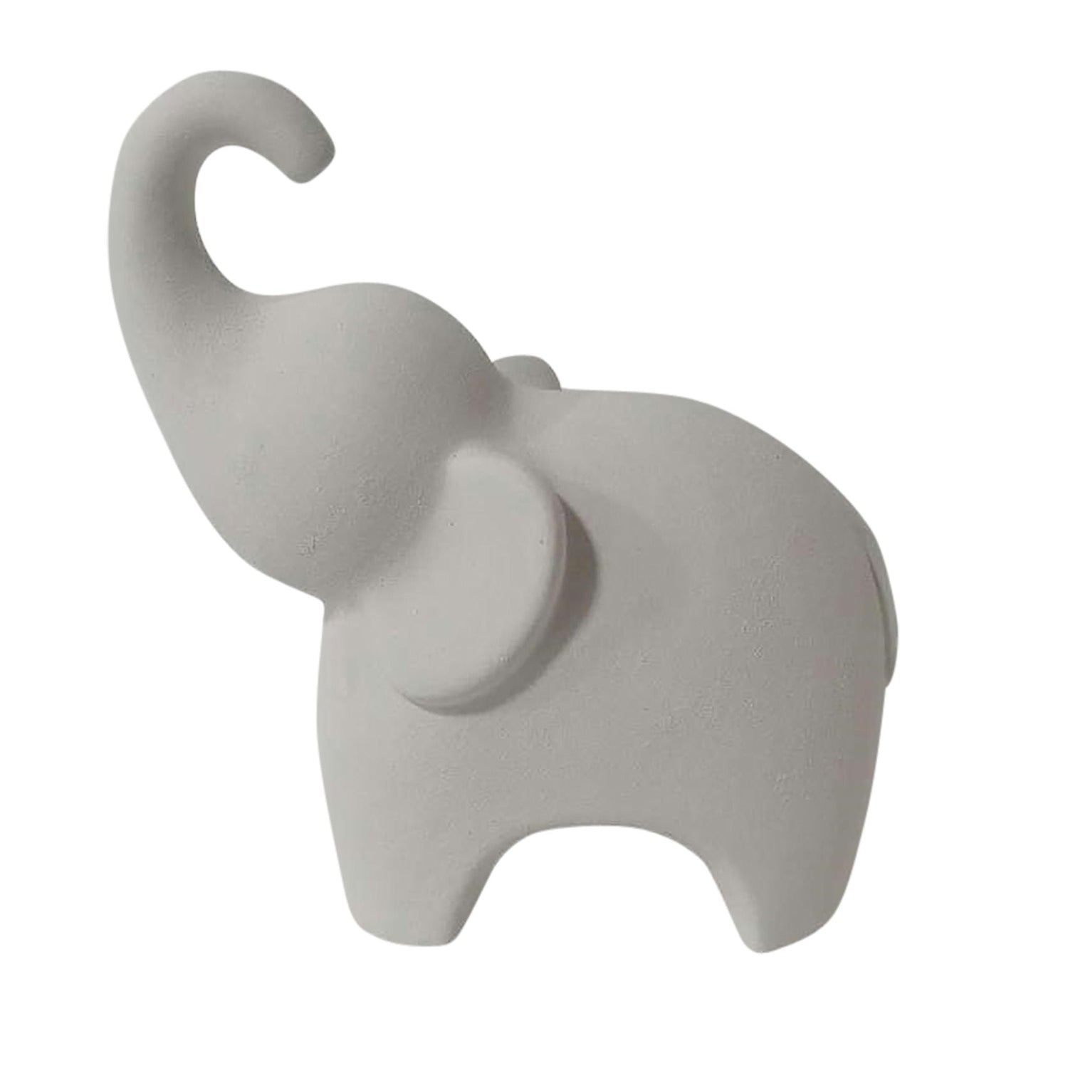 8" Elephant With Rough Texture - White