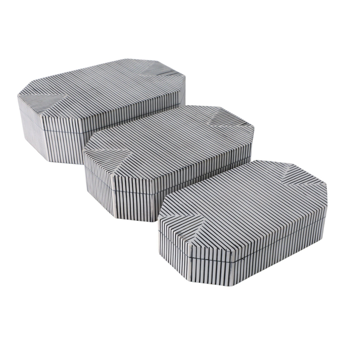 10" / 11" / 12" Grooved Octagon Boxes (Set of 3) - White
