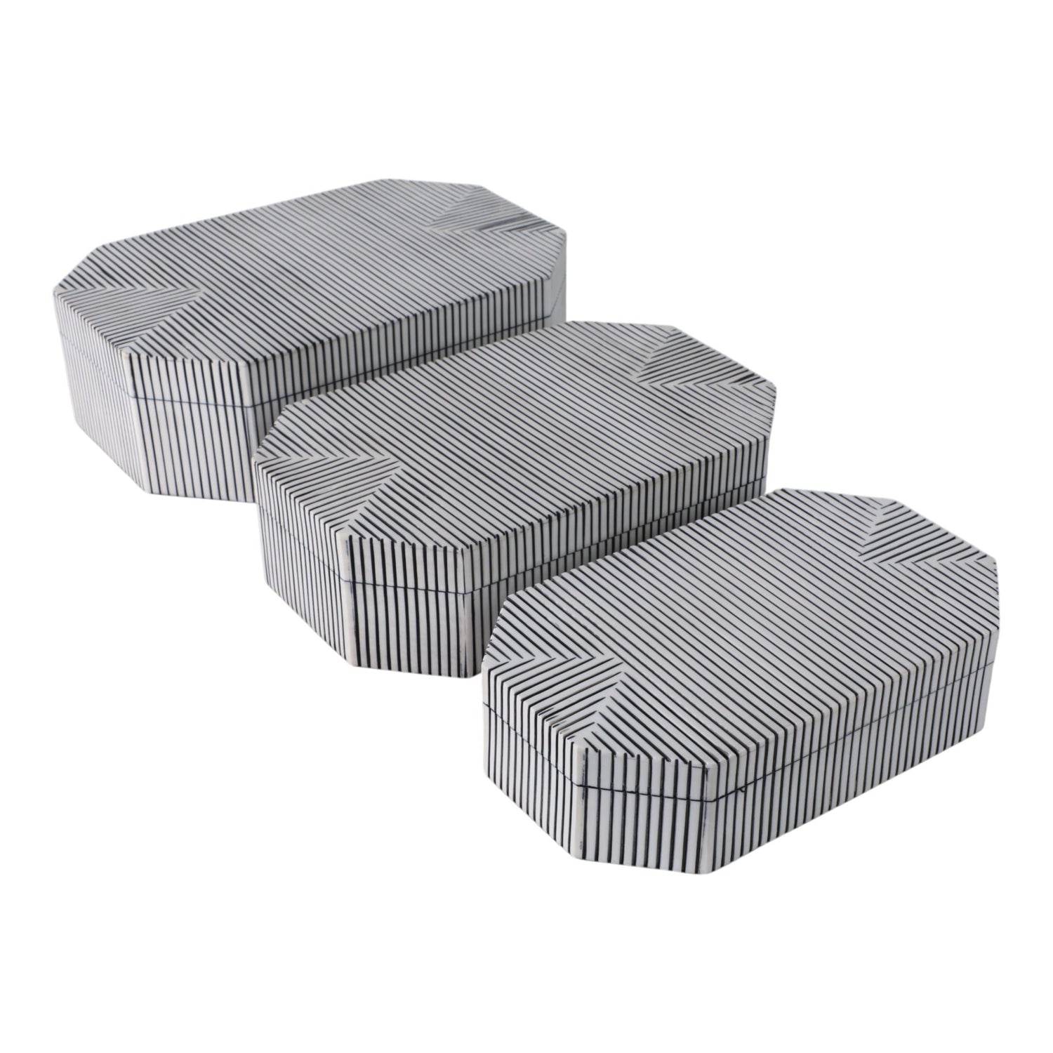 10" / 11" / 12" Grooved Octagon Boxes (Set of 3) - White