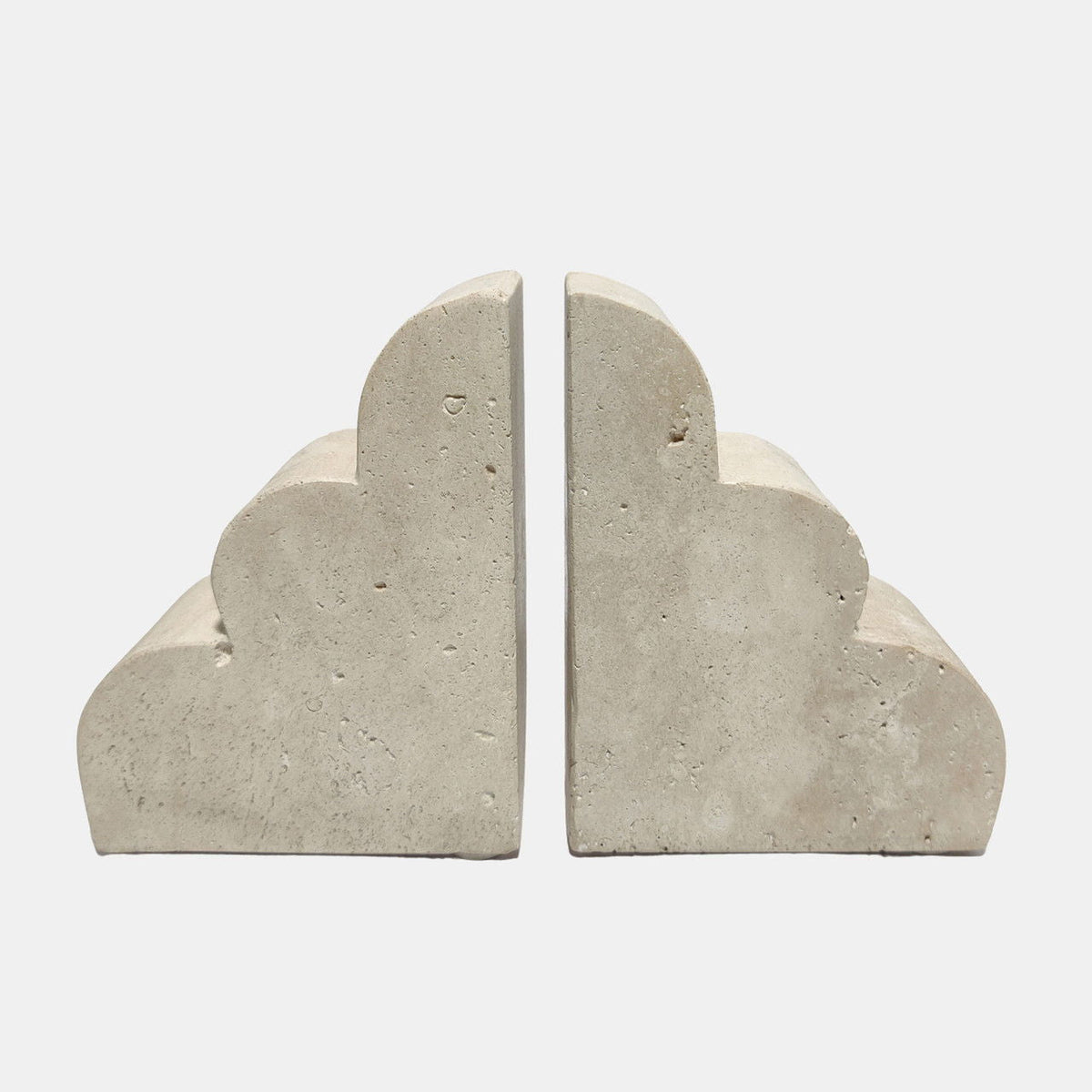 5" Travertine Cloud Bookends (Set of 2) - Tan