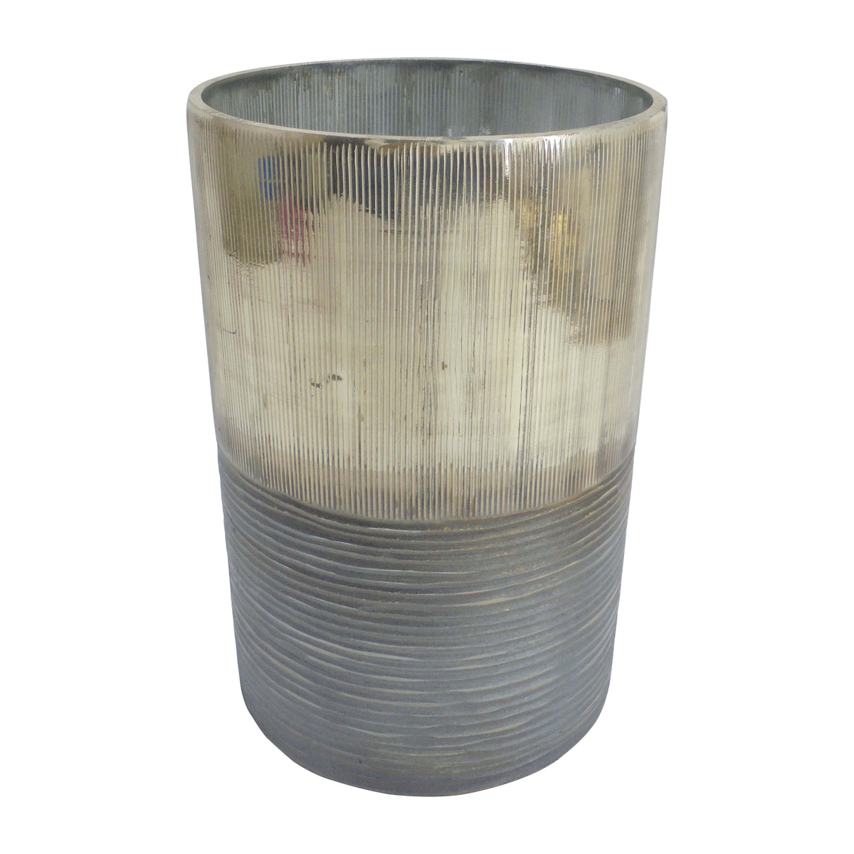 Glass 9" Metallic 2-Tone Vase - Silver