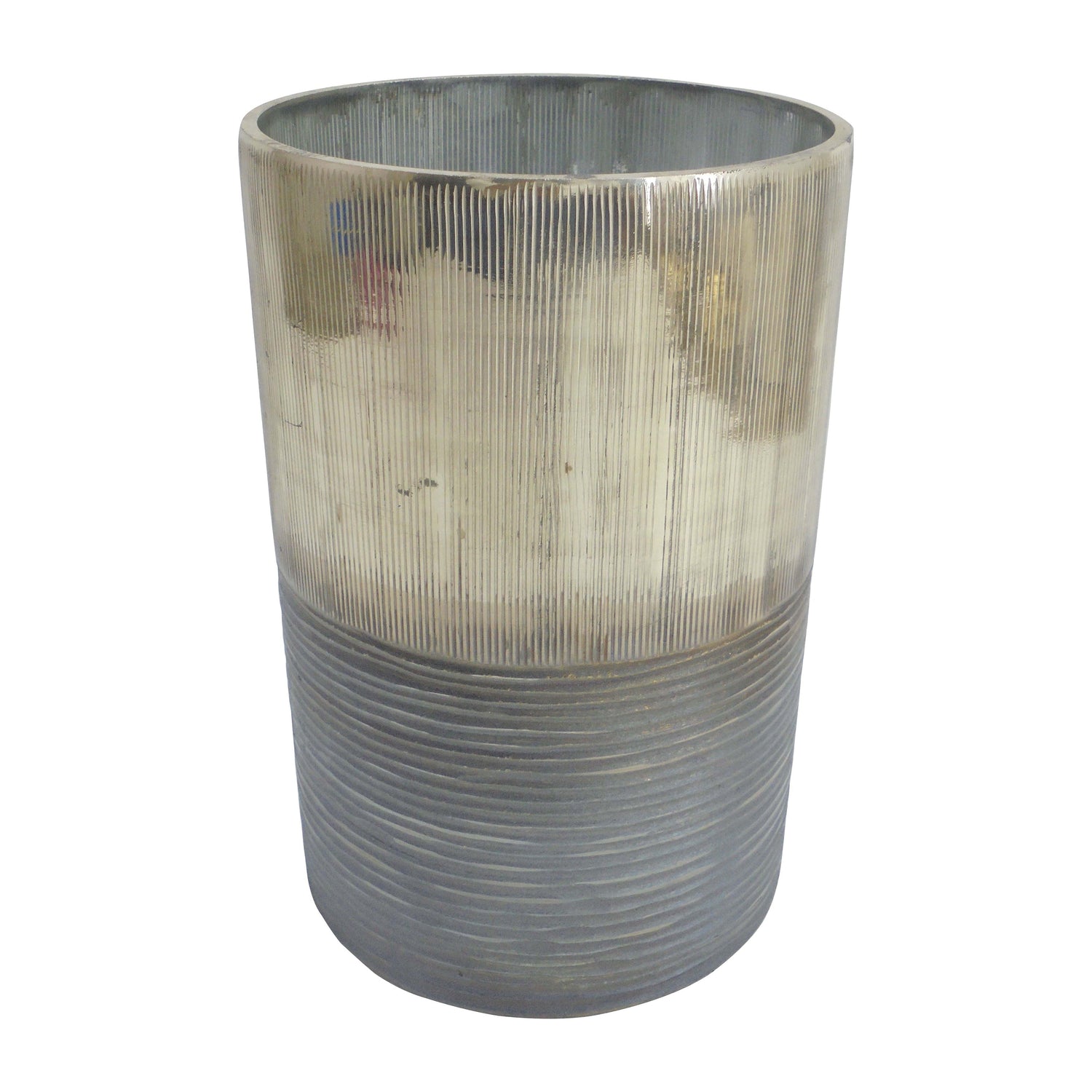 Glass 9" Metallic 2-Tone Vase - Silver