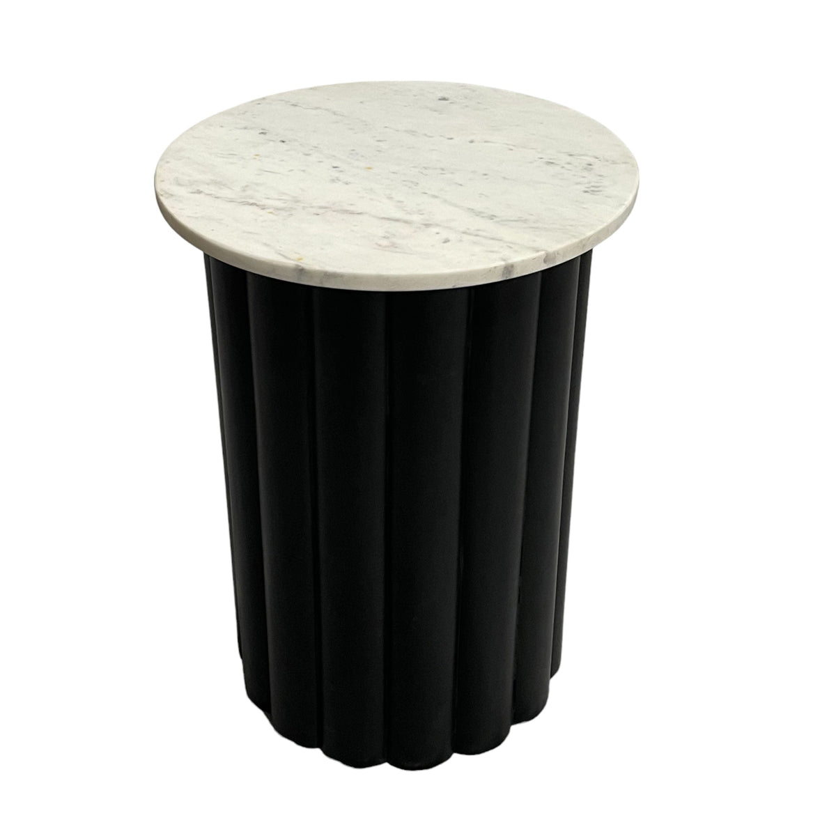 Large Ribbed Accent Table Marble Top 20" - Black / Green