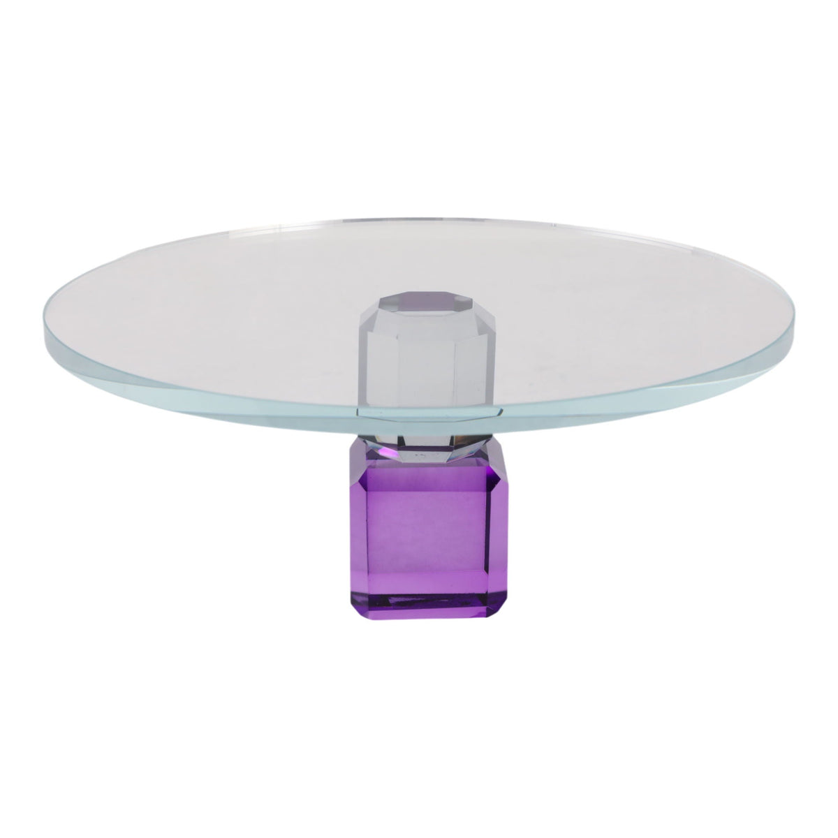 9" x 4" Crystal Cake Stand - Clear / Purple