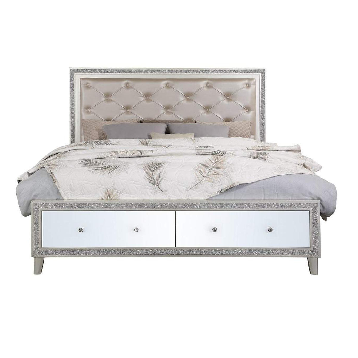 BD00240CK Sliverfluff Ck Bed with Led and Storages