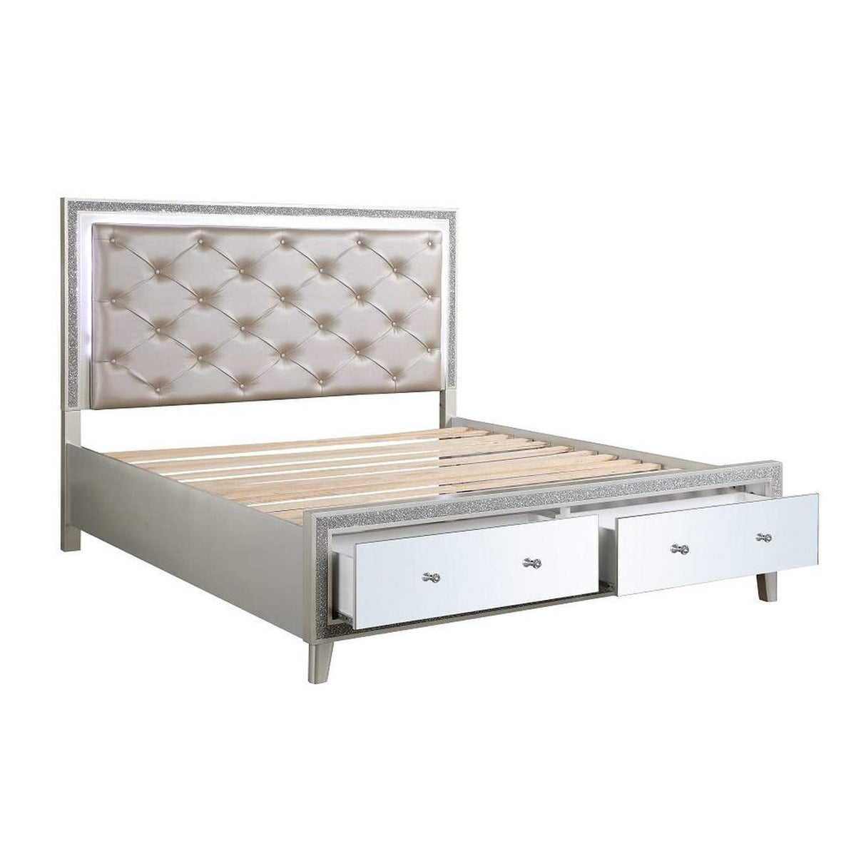 BD00240CK Sliverfluff Ck Bed with Led and Storages