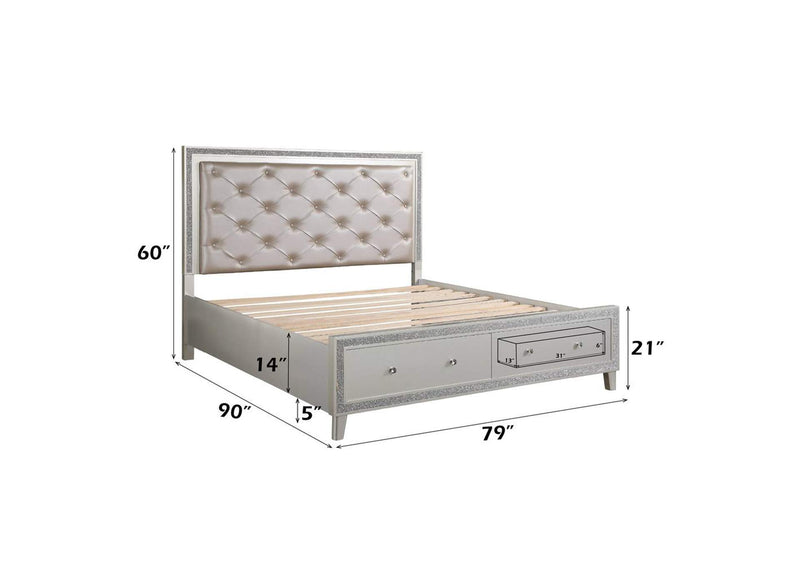 BD00240CK Sliverfluff Ck Bed with Led and Storages