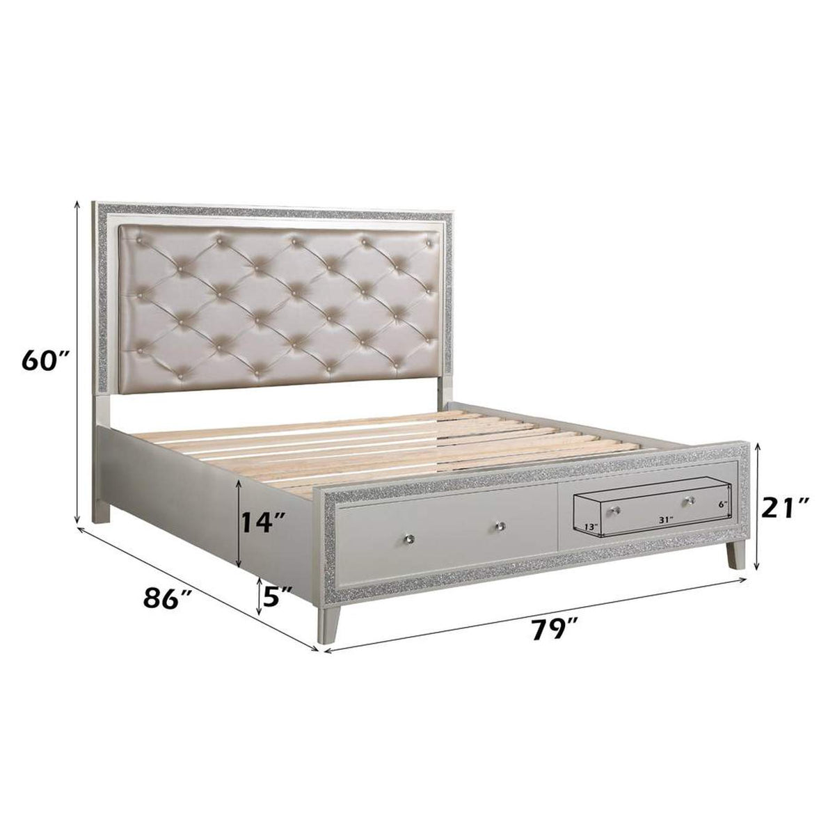 BD00241EK Sliverfluff Ek Bed with Led and Storage