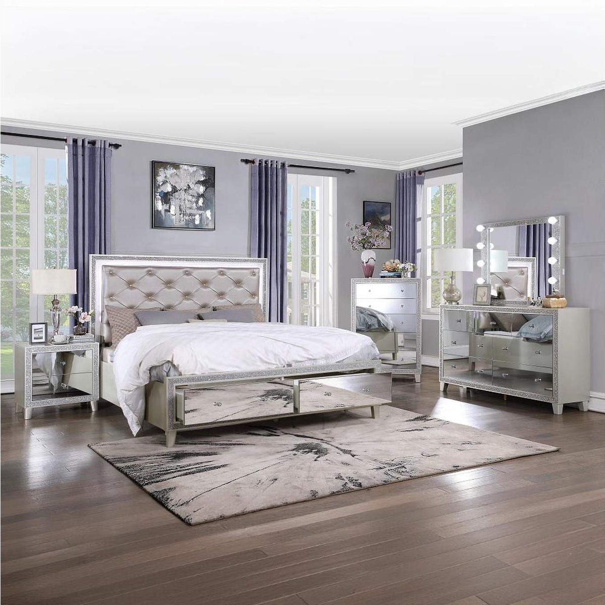 BD00241EK Sliverfluff Ek Bed with Led and Storage