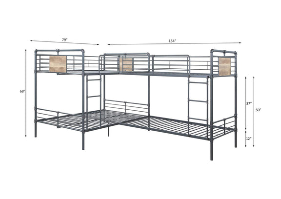 BD00365 Cordelia Double Twin and Double Full Bunk Bed