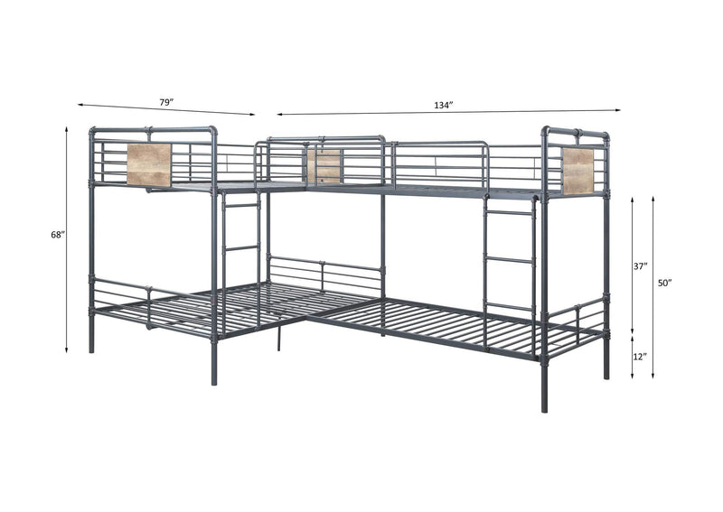 BD00365 Cordelia Double Twin and Double Full Bunk Bed