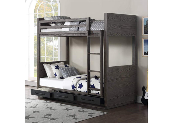 BD00613 Estevon Twin-Twin Bunk Bed with Storage