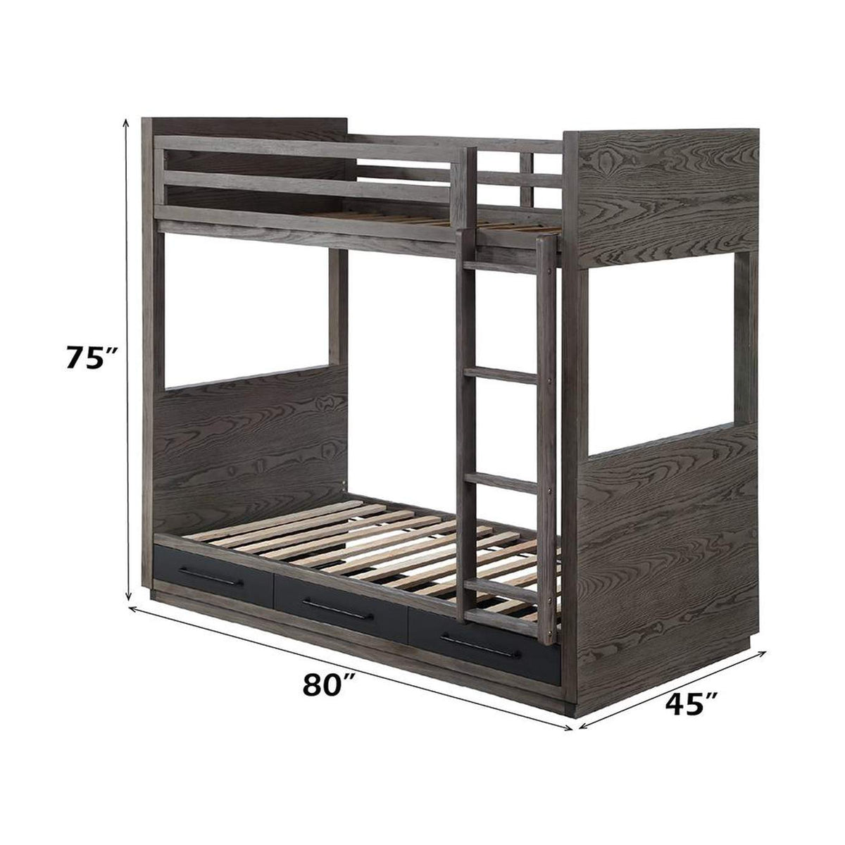 BD00613 Estevon Twin-Twin Bunk Bed with Storage