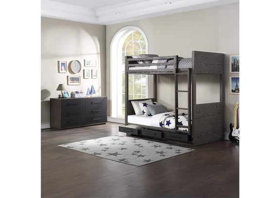 BD00613 Estevon Twin-Twin Bunk Bed with Storage