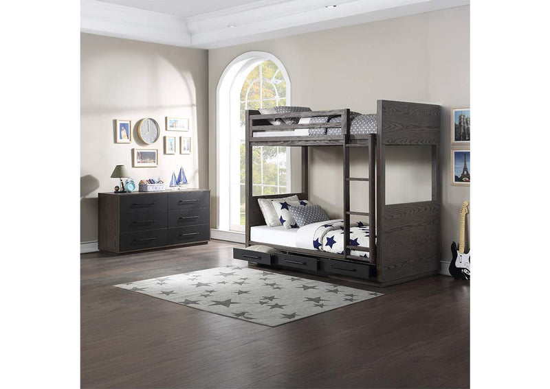 BD00613 Estevon Twin-Twin Bunk Bed with Storage