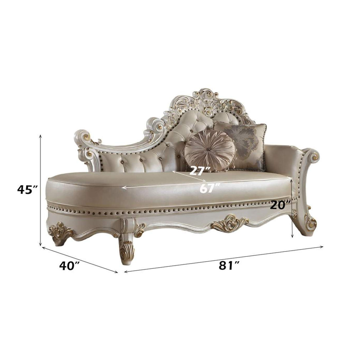 BD01523 Vendome Chaise with 2 Pillows