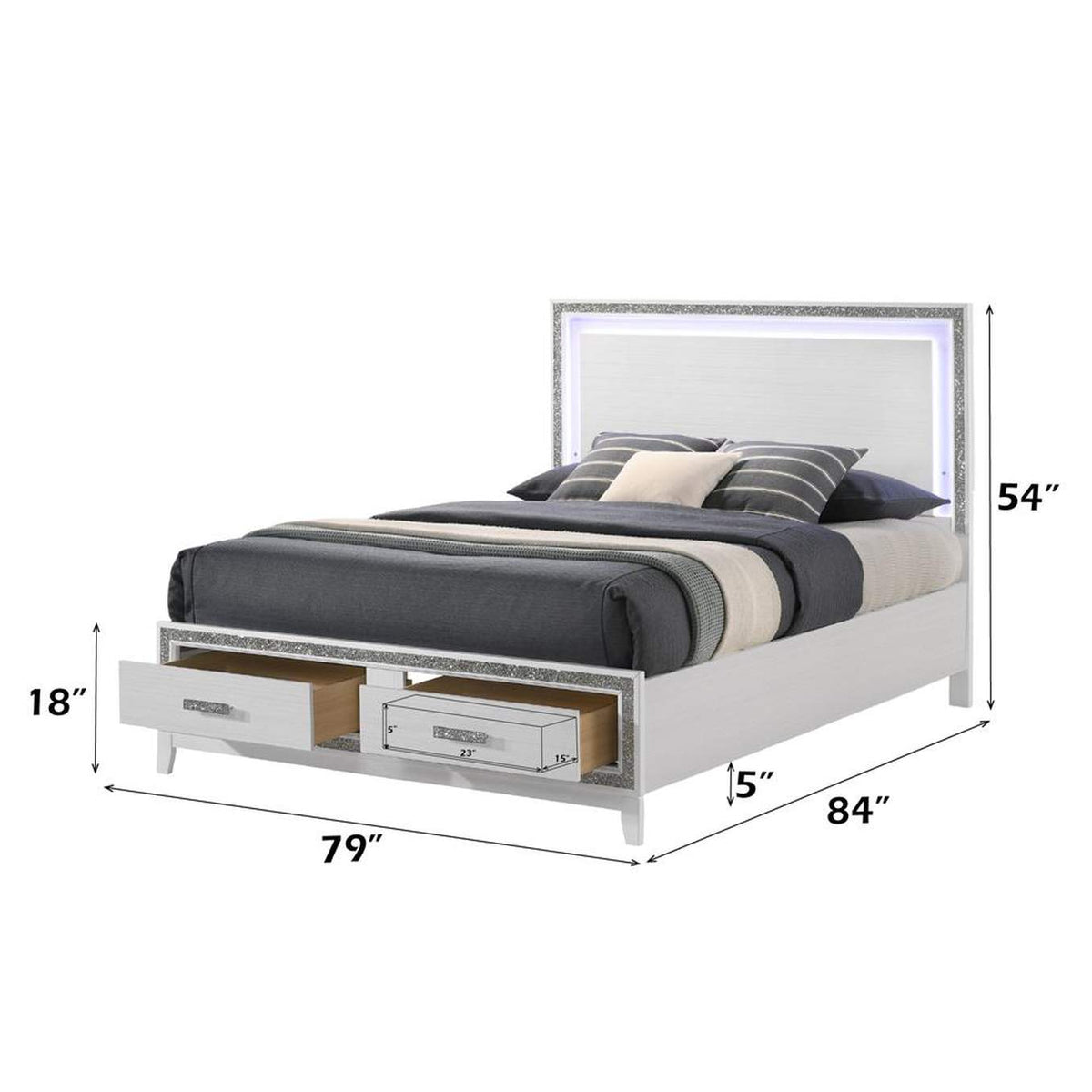 BD01742EK Haiden Ek Bed with Led and Storage