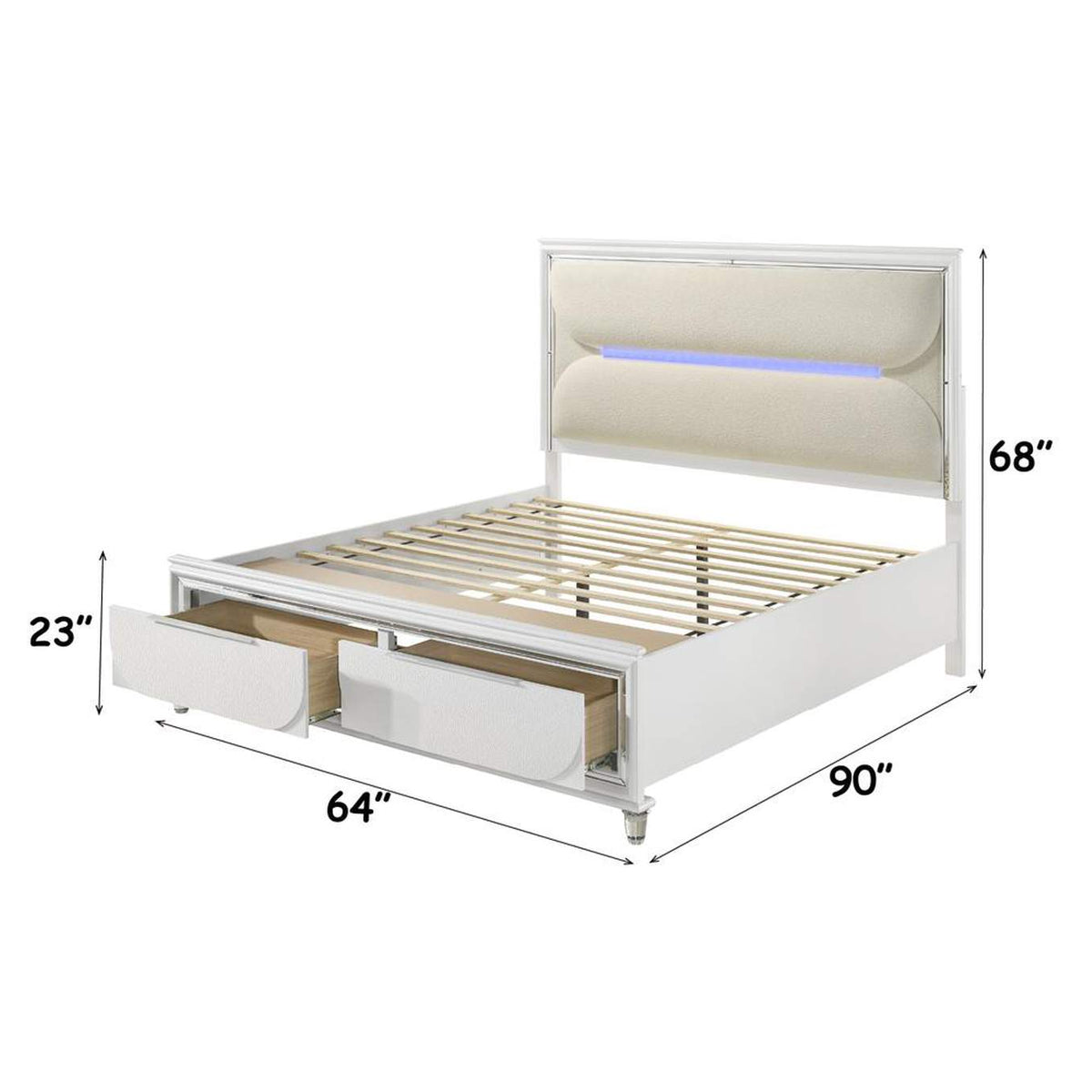 BD02317Q Tarian Queen Bed with Led and Storage
