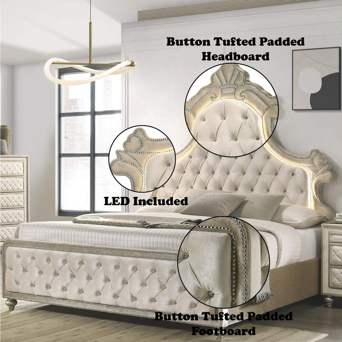 BD02334EK Lucienne Ek Bed with Led