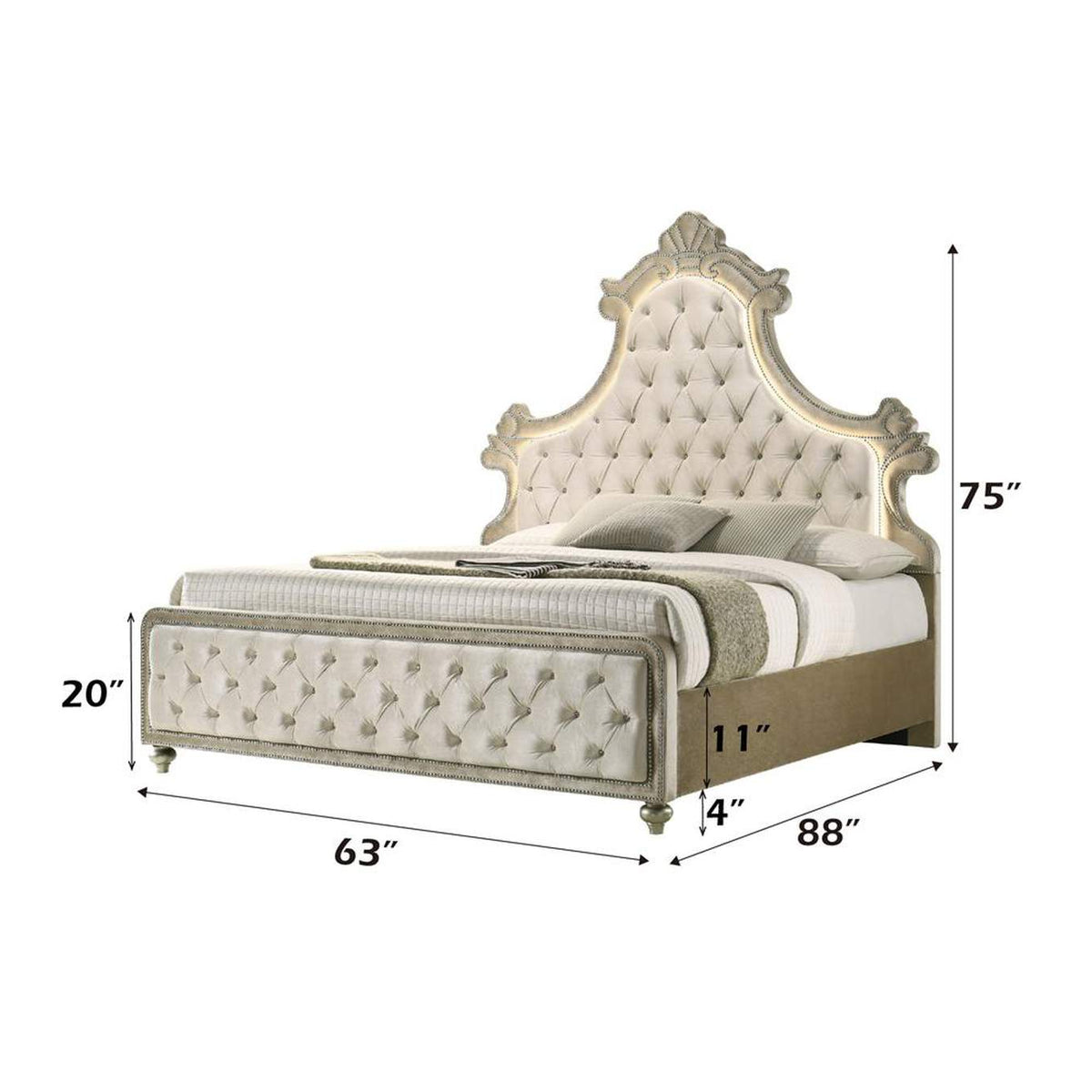 BD02335Q Lucienne Queen Bed with Led