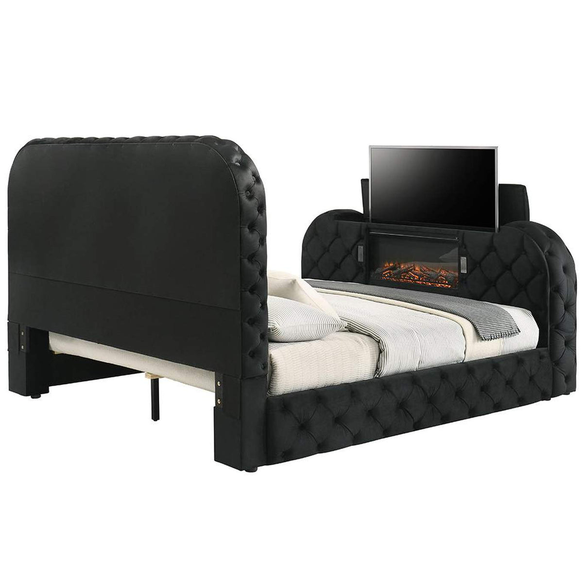 BD03121EK Kana Eastern King Bed with Led, Fireplace and TV Stand