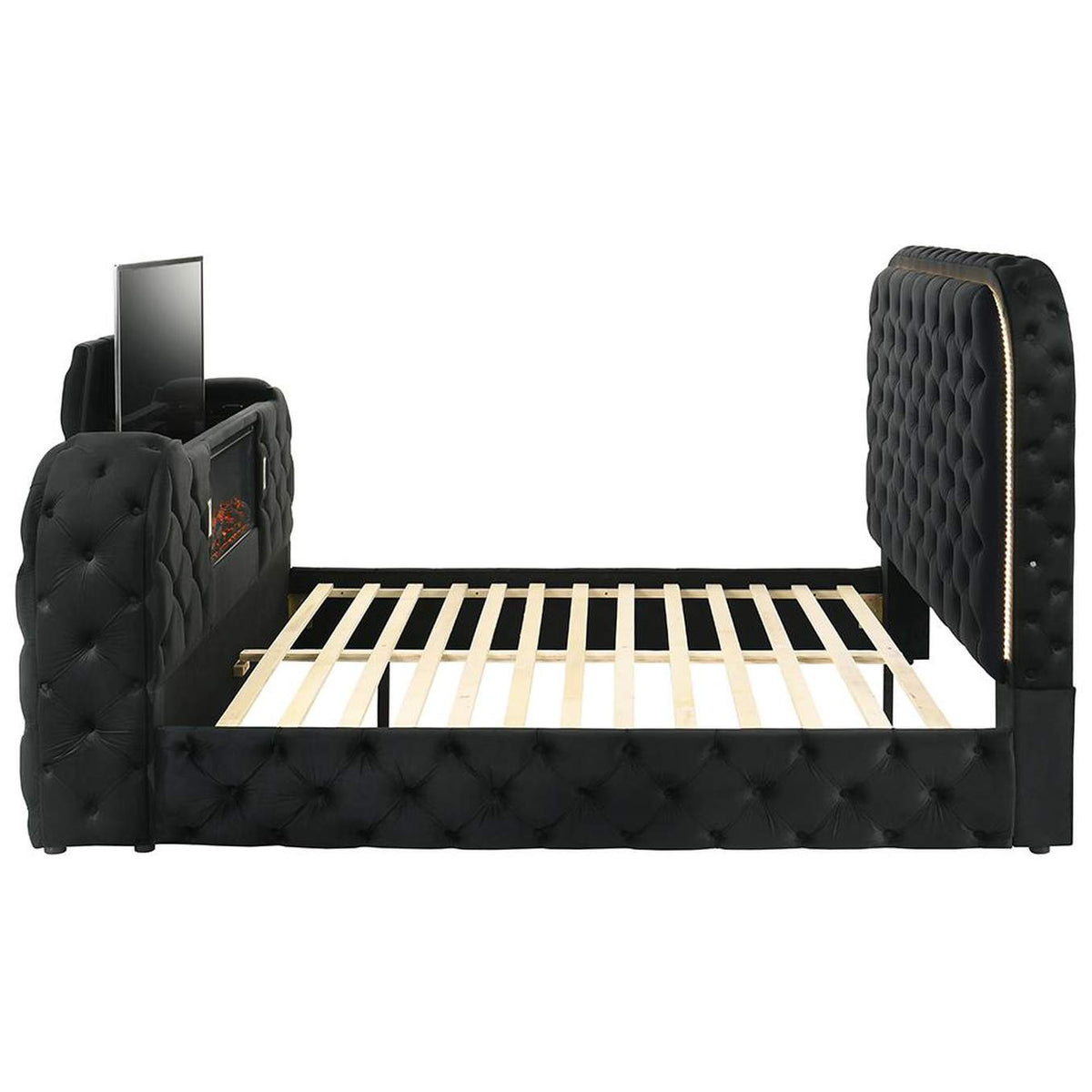 BD03121EK Kana Eastern King Bed with Led, Fireplace and TV Stand