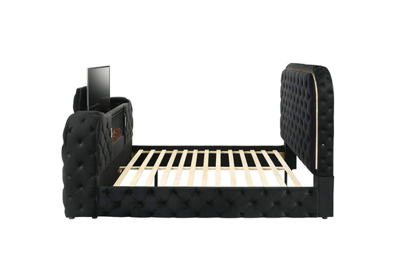 BD03121EK Kana Eastern King Bed with Led, Fireplace and TV Stand