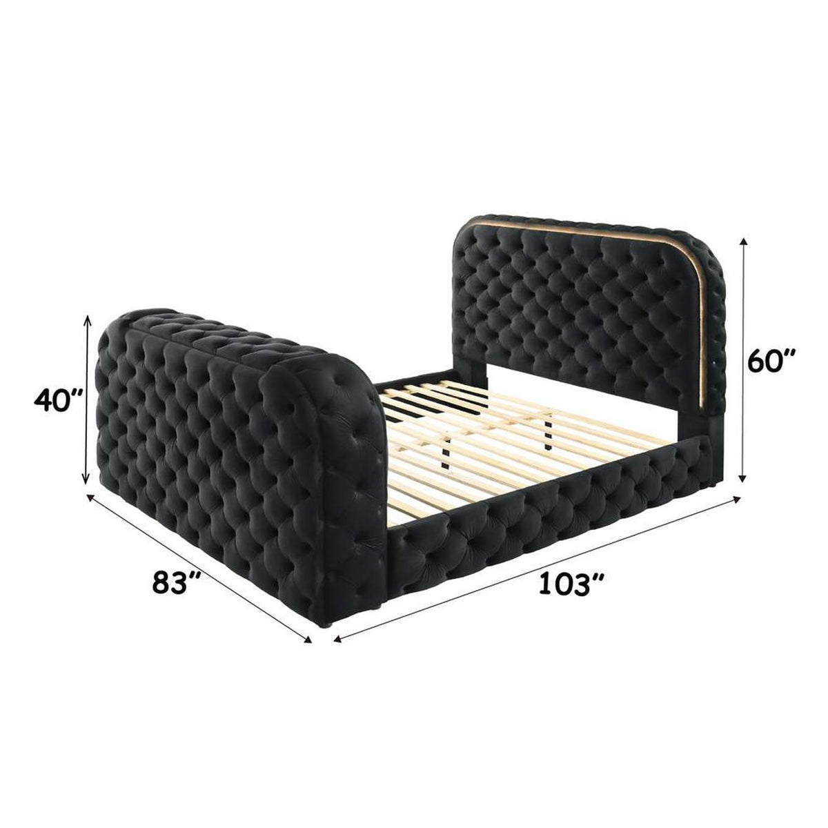 BD03121EK Kana Eastern King Bed with Led, Fireplace and TV Stand