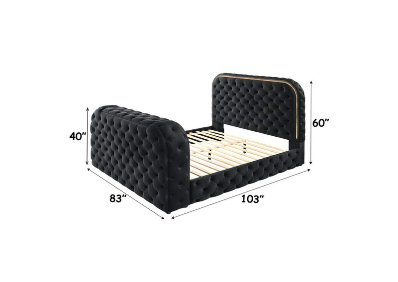 BD03121EK Kana Eastern King Bed with Led, Fireplace and TV Stand