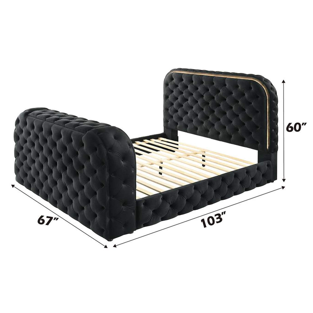 BD03122Q Kana Queen Bed with Led, Fireplace and TV Stand