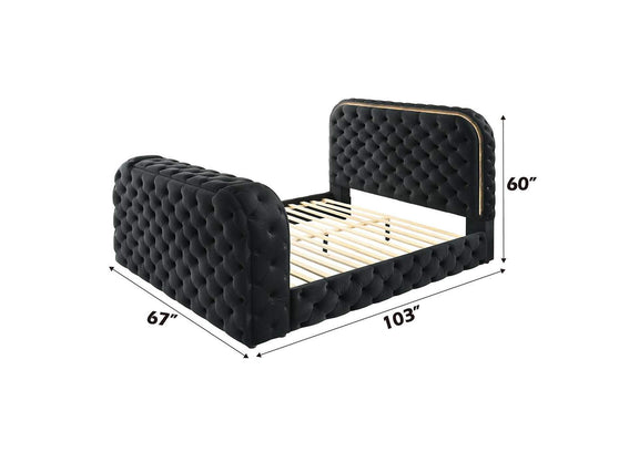 BD03122Q Kana Queen Bed with Led, Fireplace and TV Stand